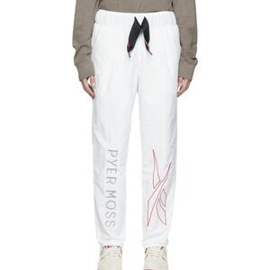 Reebok White Sweatpants with Vector Logo and Drawstring